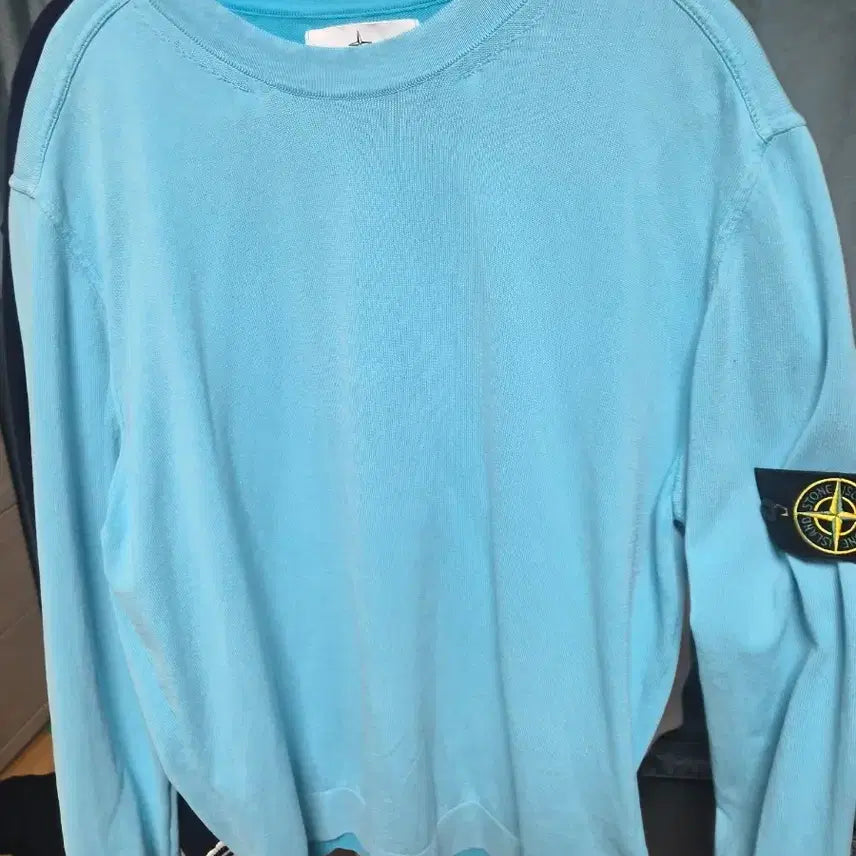 [BUNJANG] Stone Island Sky Blue Logo Patch Knitwear XL / [xl]스톤아일랜드 스카이블루 와펜 니트