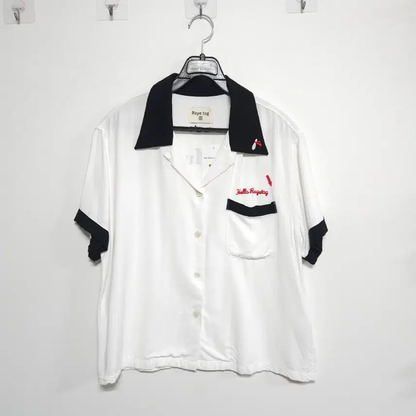 [BUNJANG] Raye tog Open Collar Short-Sleeve Bowling Shirt White / 레이토그(Raye tog) 볼링셔츠 오픈카라 반팔 셔츠 화이트 S / 레