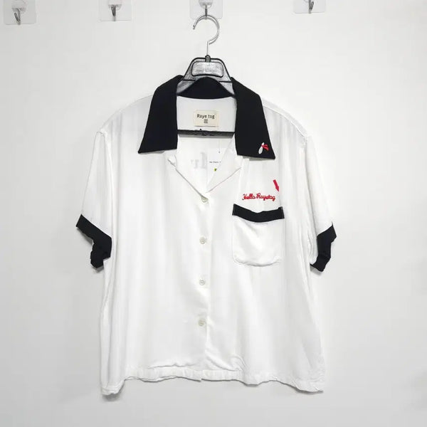 [BUNJANG] Raye tog Open Collar Short-Sleeve Bowling Shirt White / 레이토그(Raye tog) 볼링셔츠 오픈카라 반팔 셔츠 화이트 S / 레