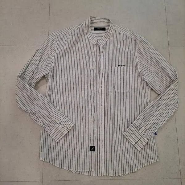 [BUNJANG] Kangol Striped Henley Shirt M / 캉골 스트라이프 헨리넥 셔츠 M