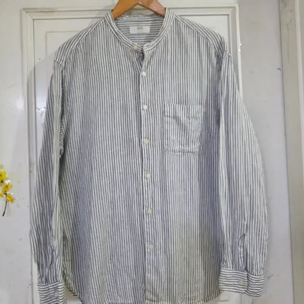 [BUNJANG] Linen Striped Shirt / 봄 여름  마  린넨 고급스러운  남방셔츠  가슴단면