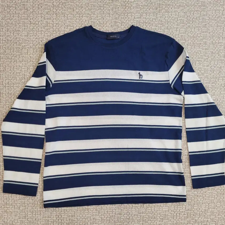[BUNJANG] Hazzys Navy Stripe Long Sleeve T-Shirt Size 105 / 헤지스 네이비 스트라이프 긴팔 티셔츠 105
