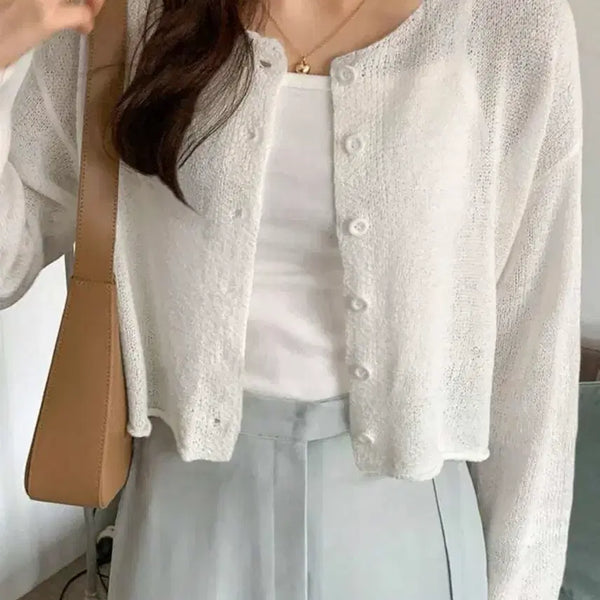 [BUNJANG] DAZY Cropped Cardigan Ivory M / 여리핏 끝판왕! DAZY 크롭 가디건 / 봄여름 필수템 / 거의 새상품