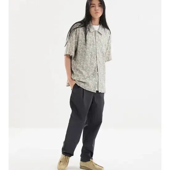 [BUNJANG] Universal Overall Paisley Short Sleeve Shirt Khaki / 유니버셜오버롤 페이즐리 반팔 셔츠 카키
