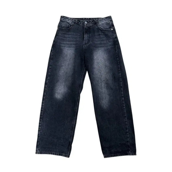 [BUNJANG] Washed Black Denim Wide Pants / 워싱 블랙 데님 와이드 팬츠