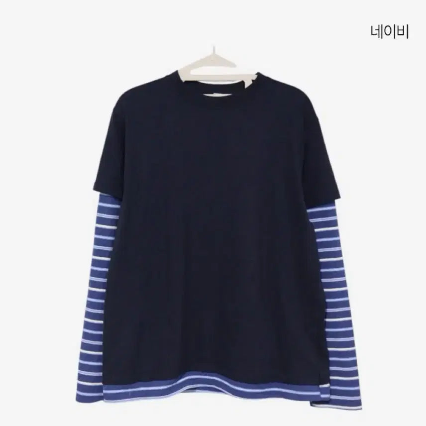 [BUNJANG] Mirinaero Layered T-Shirt Navy / 미리내로 단가라 레이어드 티셔츠 새상품