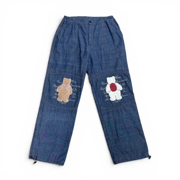 [BUNJANG] Bebe de Pino Embroidery Denim Balloon Pants / 베베드피노맛 자수 데님 벌룬 팬츠