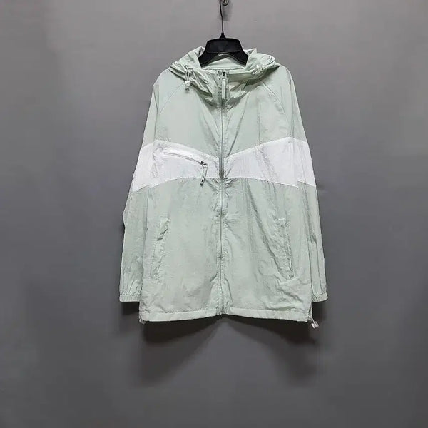 [BUNJANG] Mint and White Color Block Hooded Windbreaker Jacket / 민트/화이트 배색 후드 바람막이 점퍼