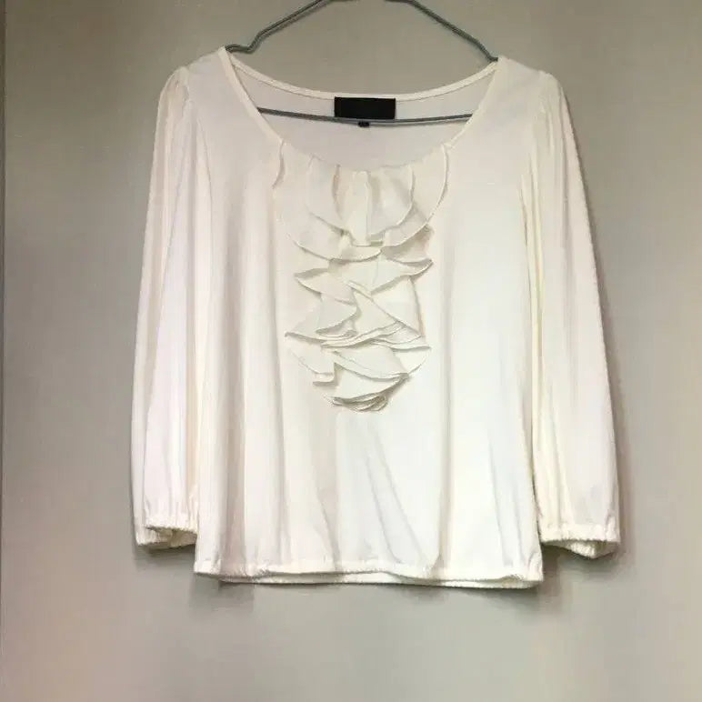[BUNJANG] Vintage Japanese Cream Ivory Frill T-shirt / 일본빈티지 크림 아이보리 프릴 티셔츠
