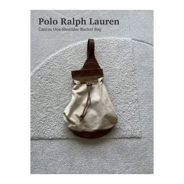 [BUNJANG] Polo Ralph Lauren Leather Canvas One-Shoulder Bucket Bag / 폴로 랄프 로렌 레더 캔버스 원숄더 버킷백