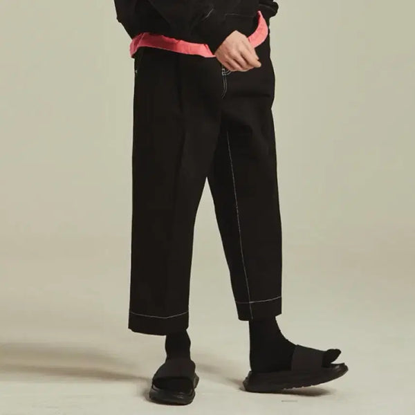 [BUNJANG] Maison MINED Cropped Tapered Denim Trousers Black / 메종미네드 CROPPED TAPERED DENIM TROUSERS BLA