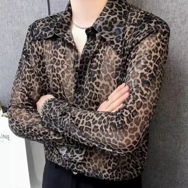 [BUNJANG] Leopard Print See-Through Shirt / 레오파드 시스루 셔츠