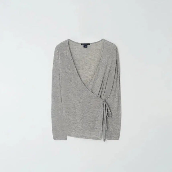 [BUNJANG] Understanding Edition Ballerina Wrap T-Shirt Mélange Grey / 언더스탠딩에디션 발레리나 브이 랩 티셔츠 멜란지그레이