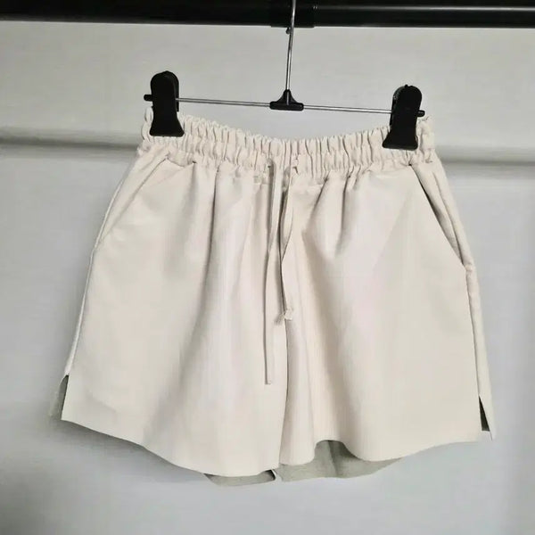 [BUNJANG] Ivory Leather Banding Shorts (Size 55) / 한번실착! 55)아이보리 레더 밴딩 반바지