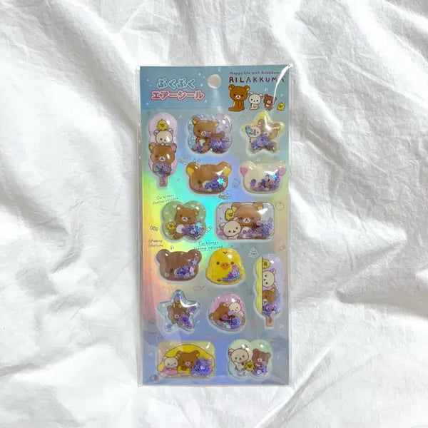 [BUNJANG] Rilakkuma Fukupuku Air Seal Sticker Set (Korilakkuma, Chairoikoguma, Kiiroitori) / 미개봉)리락쿠마 푸쿠푸쿠 에어씰 스티커 코리락쿠마차이로이코구마키이로이토이