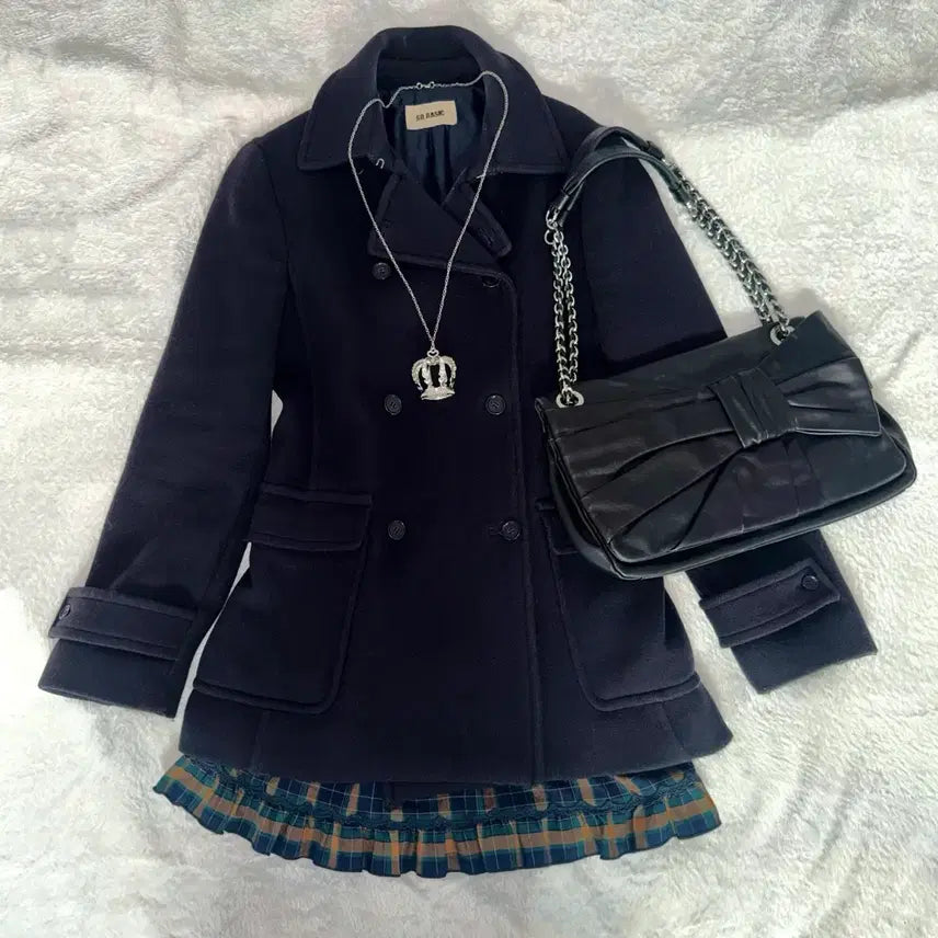 [BUNJANG] Vintage Y2K Gothic Mori Girl Gyaru Double-Button Coat / 버튼 코트 빈티지 y2k 고딕 고스펑크 모리걸 갸루 대장템 핀터 공겜여주