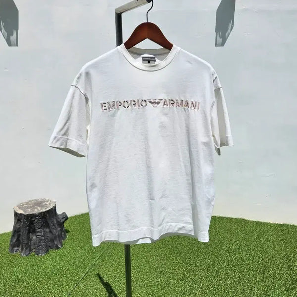 [BUNJANG] Emporio Armani Embroidered Logo Short Sleeve T-Shirt / 엠포리오 아르마니 자수 로고 반팔 티셔츠