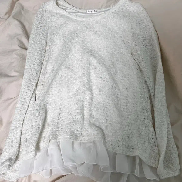 [BUNJANG] Liz Lisa Lace Frill Knit / 리즈리사깔 레이스 프릴 니트 달천깔 양산형 라떼 갸루 히메 일본 빈티지