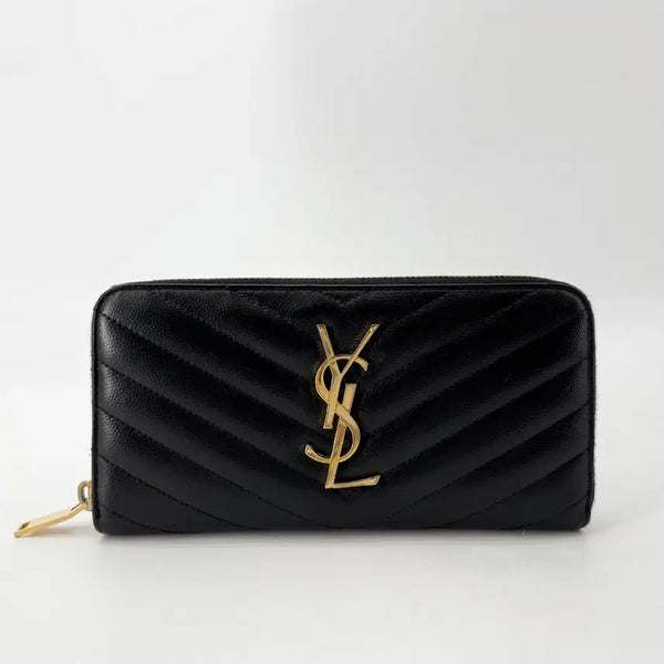 [BUNJANG] Saint Laurent Monogram Gold Hardware Zip Around Wallet / 생로랑 모노그램 금장 지퍼 장지갑 358094