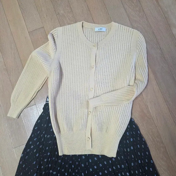 [BUNJANG] List Round Neck Ribbed Cardigan Yellow Size 55 / 리스트 라운드넥 골지 가디건 55사이즈 옐로우 여름 가디건