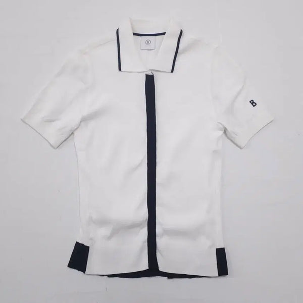 [BUNJANG] Bogner White Short Sleeve Polo Knit / 보그너 화이트 반팔 카라  골프 니트