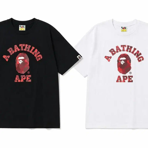 [BUNJANG] A Bathing Ape Camo College T-Shirt Black/White / 베이프 카모 컬리지 반팔티 블랙/화이트