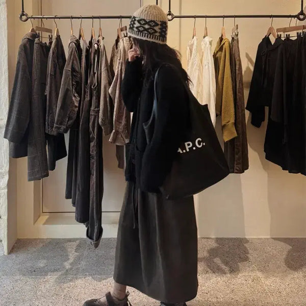 [BUNJANG] Slowand Made Winter Suede Semi-Balloon Long Skirt Mute Khaki / 슬로우앤드 made. 윈터스웨이드 세미벌룬 롱스커트 뮤트카키