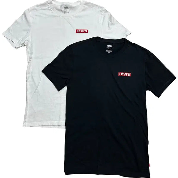 [BUNJANG] Levi's Box Logo Short Sleeve T-Shirt Set (Black/White) / 리바이스 박스 로고 반팔 티셔츠 블랙/화이트 세트 공용