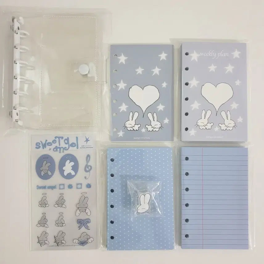 [BUNJANG] Jong-eune Inside A7 Recycled Wallet-Type Diary Cover with Rabbit Inserts and Weekly Clips / 정고이너사이드 A7 리사이클 지갑형 커버 다이어리 토끼 속지 위클리 클립