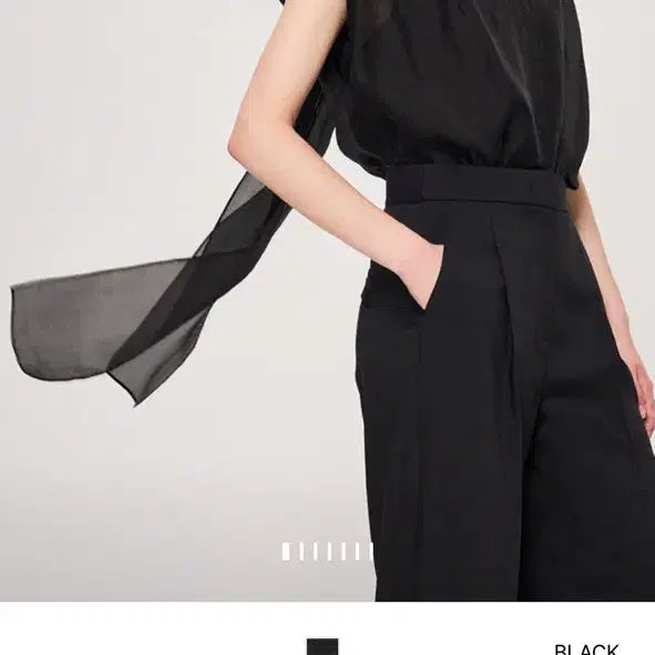 [BUNJANG] OBZEE See-through Tie Blouse Black (Size 44) / 오브제OBZEE 시스루 타이 블라우스 블랙(44)