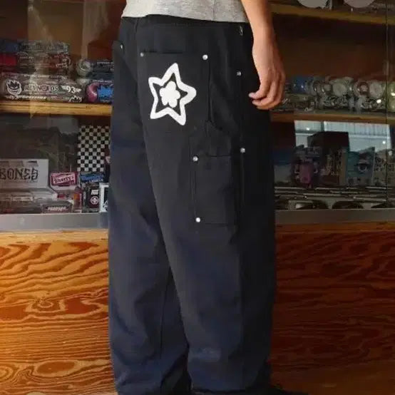 [BUNJANG] Star Team Double Knee Navy Pants / [사이즈교환] 스타팀 더블니 네이비
