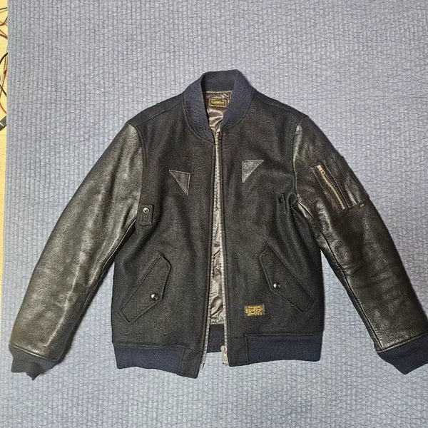 [BUNJANG] Covernat Varsity Genuine Leather Jacket / 커버낫 바시티 소가죽 자켓 M사이즈 팔아요