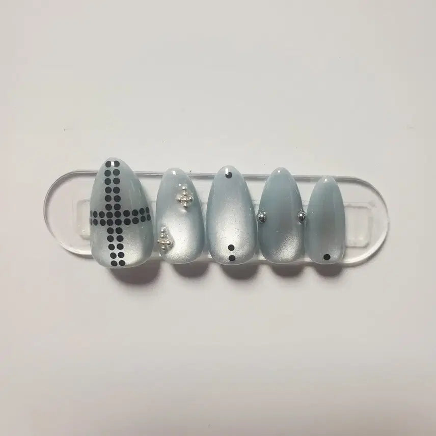 [BUNJANG] Customizable Dot Cross Nail Tips / 도트십자가네일팁(색상변경가능)