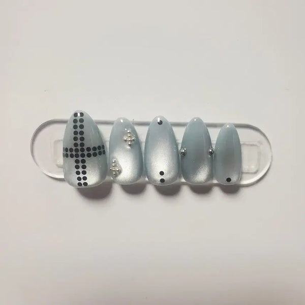 [BUNJANG] Customizable Dot Cross Nail Tips / 도트십자가네일팁(색상변경가능)