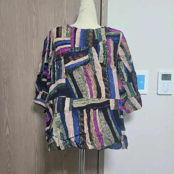 [BUNJANG] Laycool Punggi In-yeon Pattern Blouse 5-Sleeve / 레이쿨 풍기인견 패턴 블라우스 5부 소매