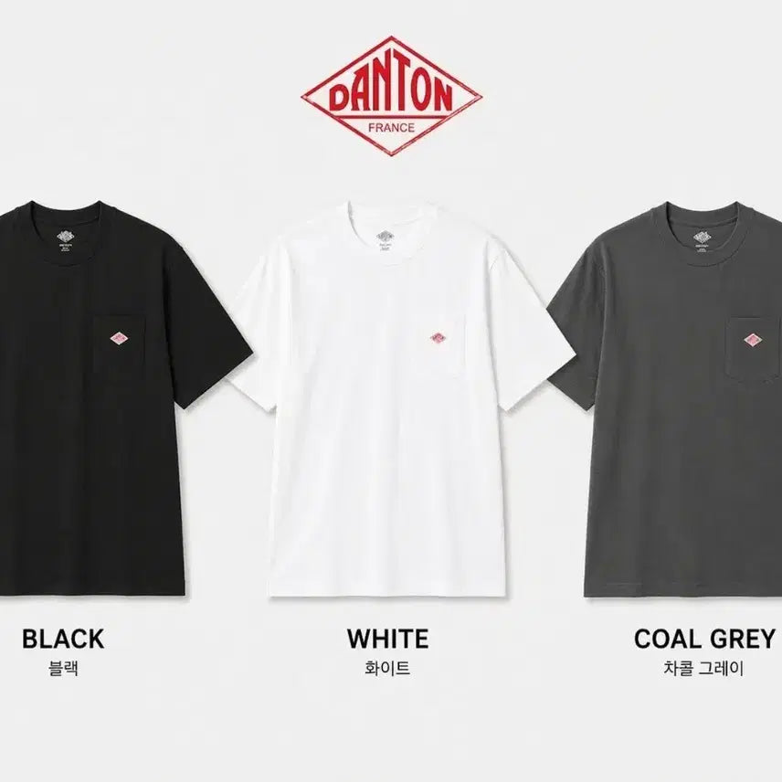 [BUNJANG] DANTON Pocket T-Shirt Black/White/Charcoal / DANTON 단톤 포켓 반팔티 블랙/화이트/차콜