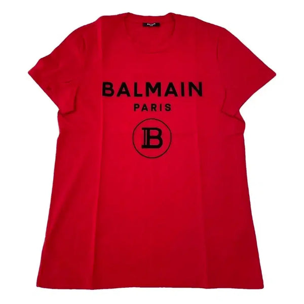 [BUNJANG] Pierre Balmain Red Cotton Logo T-Shirt - Size M / 급쳐분 (정품) 새상품 급 피에르 발망 반팔티