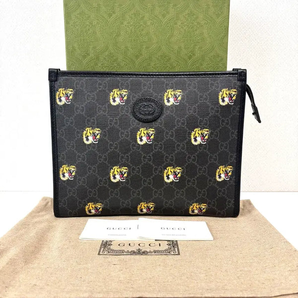 [BUNJANG] Gucci GG Supreme Tiger Clutch Bag (S+ Grade) / [S+급/정품] 구찌 GG 수프림 타이거 클러치백