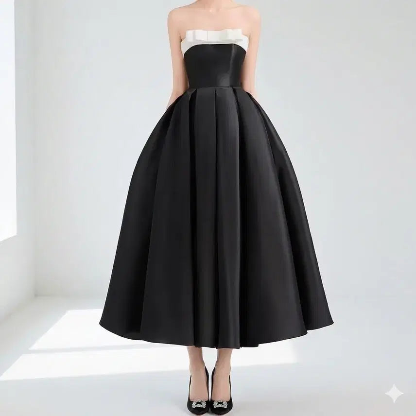 [BUNJANG] Atelier Custom Black Taffeta Top Wedding Dress / 웨딩스냅 포인트 블랙 타프타 탑 드레스(웨딩 아뜰리에 제작)