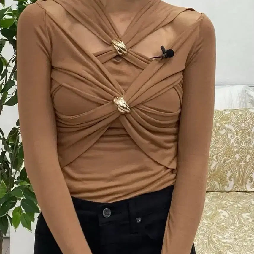 [BUNJANG] Peyew Fine Ring Jersey Top Camel Size 36 / 페이우 파인링 져지탑 36사이즈 카멜