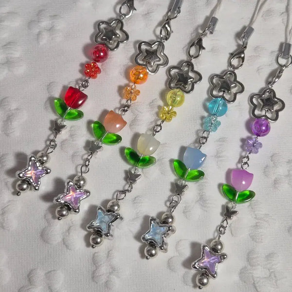 [BUNJANG] Tulip Bead Charm Keychain / 튤립키링 비즈키링