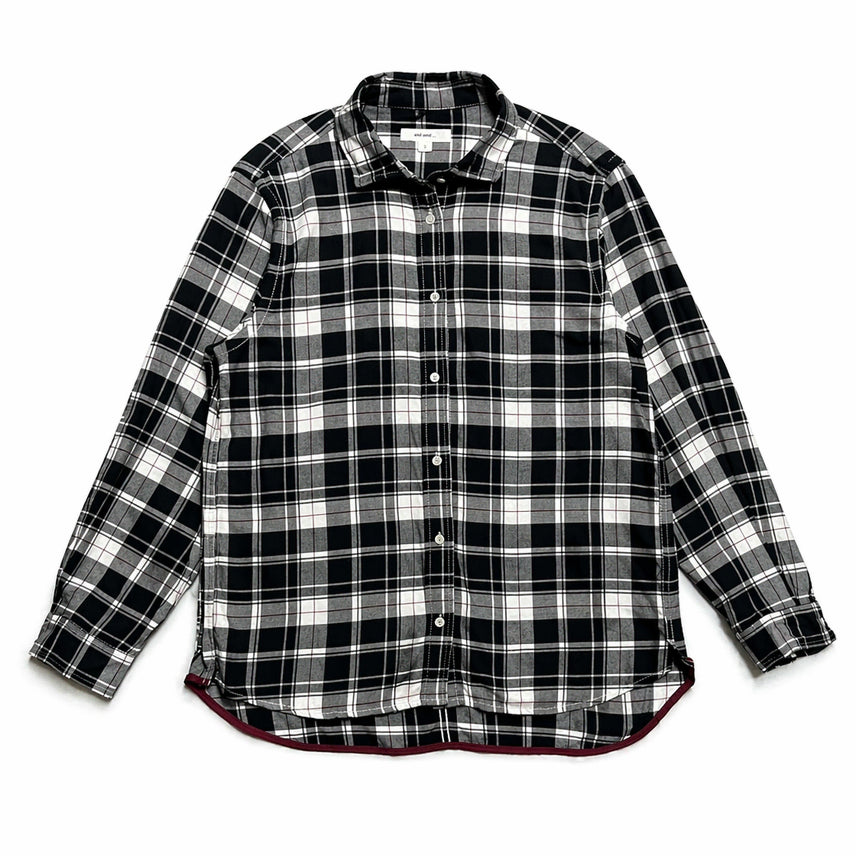 [BUNJANG] Niko and... Red Detail Black Check Shirt (Vintage Y2K Mori Girl) / JPN 일본 빈티지 y2k 모리걸 니코앤드 레드 디테일 블랙 체크 셔츠