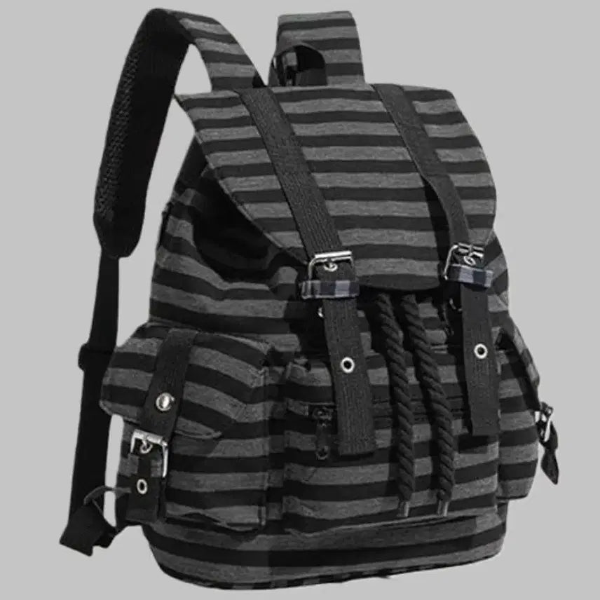 [BUNJANG] Subculture Stripe Canvas Daily Backpack / 서브컬처 스트라이프 캔버스 데일리 백팩 가방