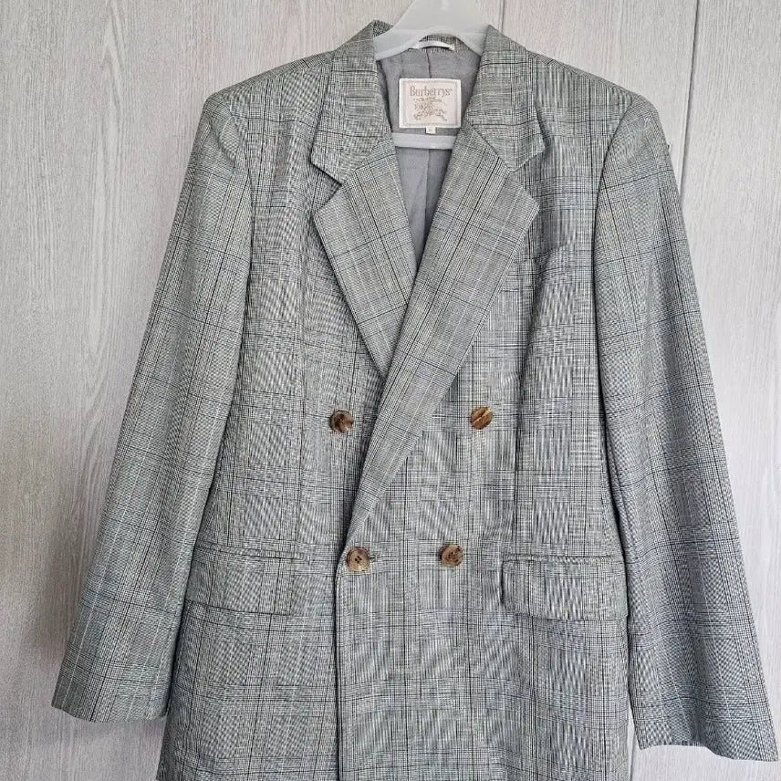 [BUNJANG] Burberry Check Double Button Pure Wool Jacket (Size 11/66) / 버버리 체크 더블 버튼 순모 자켓 11(66)