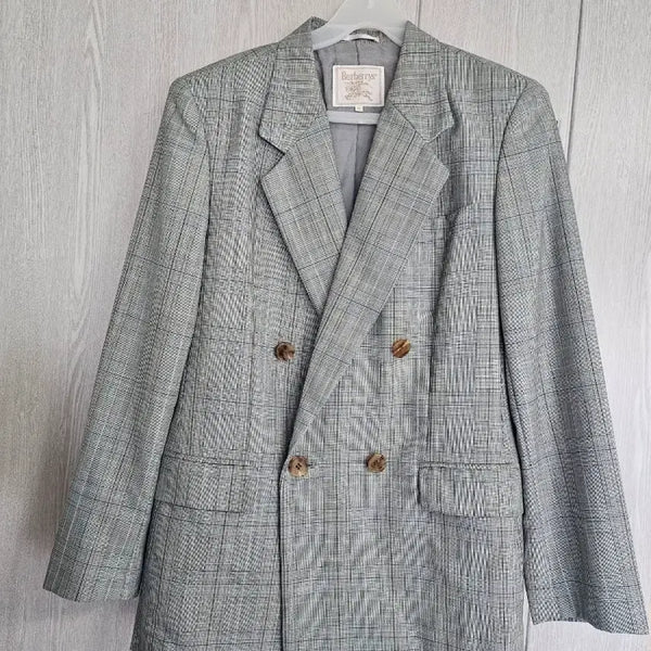 [BUNJANG] Burberry Check Double Button Pure Wool Jacket (Size 11/66) / 버버리 체크 더블 버튼 순모 자켓 11(66)