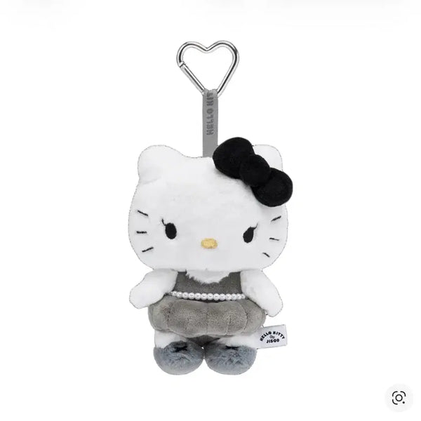 [BUNJANG] Hello Kitty x Jisoo Plush Keyring Black Grey / 헬로키티 x 지수 플러시 키링 블랙 그레이