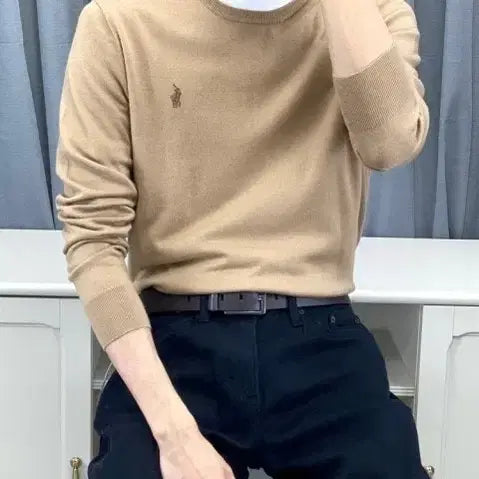 [BUNJANG] Polo Ralph Lauren Merino Wool Knit Sweater Beige / 폴로 랄프로렌 메리노울 니트 브라운베이지