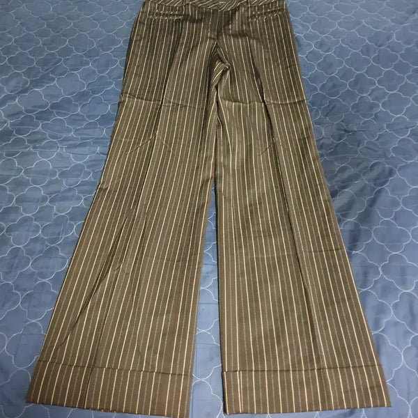 [BUNJANG] ANTILLELLER LOFT Stripe Stretch Flare Fit Slacks Brown / 앤테일러 로프트 스트라이프 스트레치 플레어핏 슬랙스 브라운 (30)