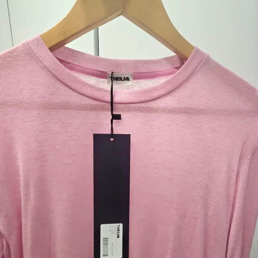 [BUNJANG] THEILMA Diagonal Stripe Long Sleeve T-Shirt Pink / THEILMA 더일마 사선 티 핑크 긴팔 티셔츠 새상품