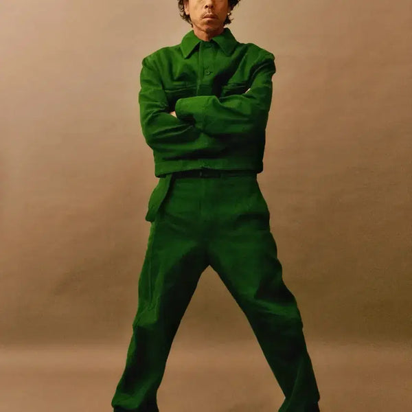 [BUNJANG] NOUVMAREE EE 22FW Neo Stitch Denim Set Green / 누마레 22FW EE 네오 스티치 셋업 그린 M, S